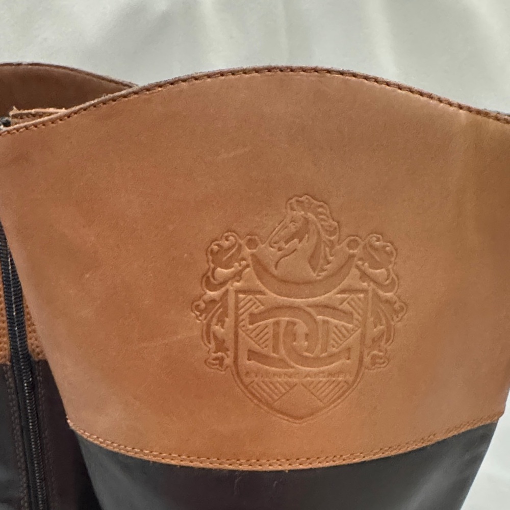 Etienne Aigner Two-Tone Leather Knee High Boots - Size 9 - Picture 5 of 6